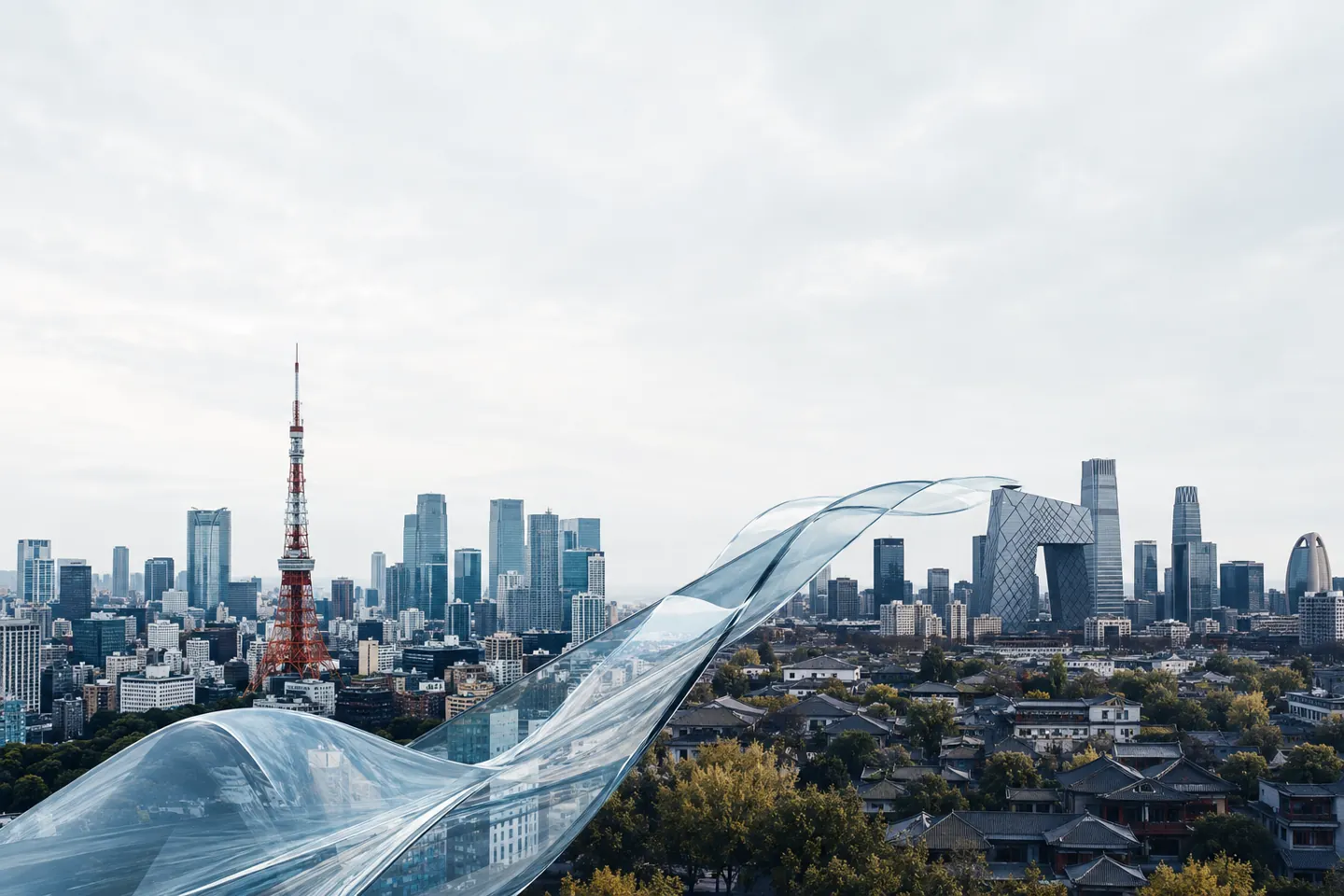 以玻璃造型连接日本与北京城市的概念视觉